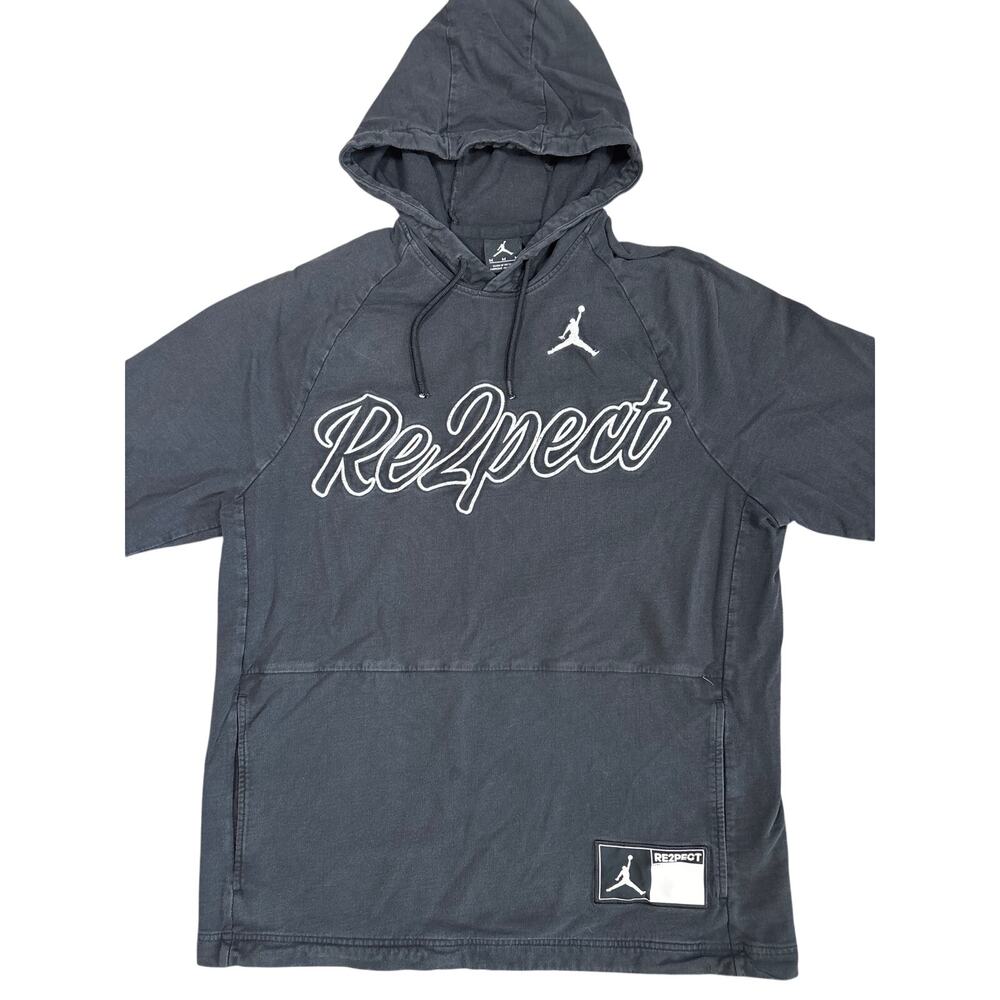 Air Jordan Hoodie Medium Grey Short Sleeve Pullover Respect Logo RE2PECT - Picture 2 of 9